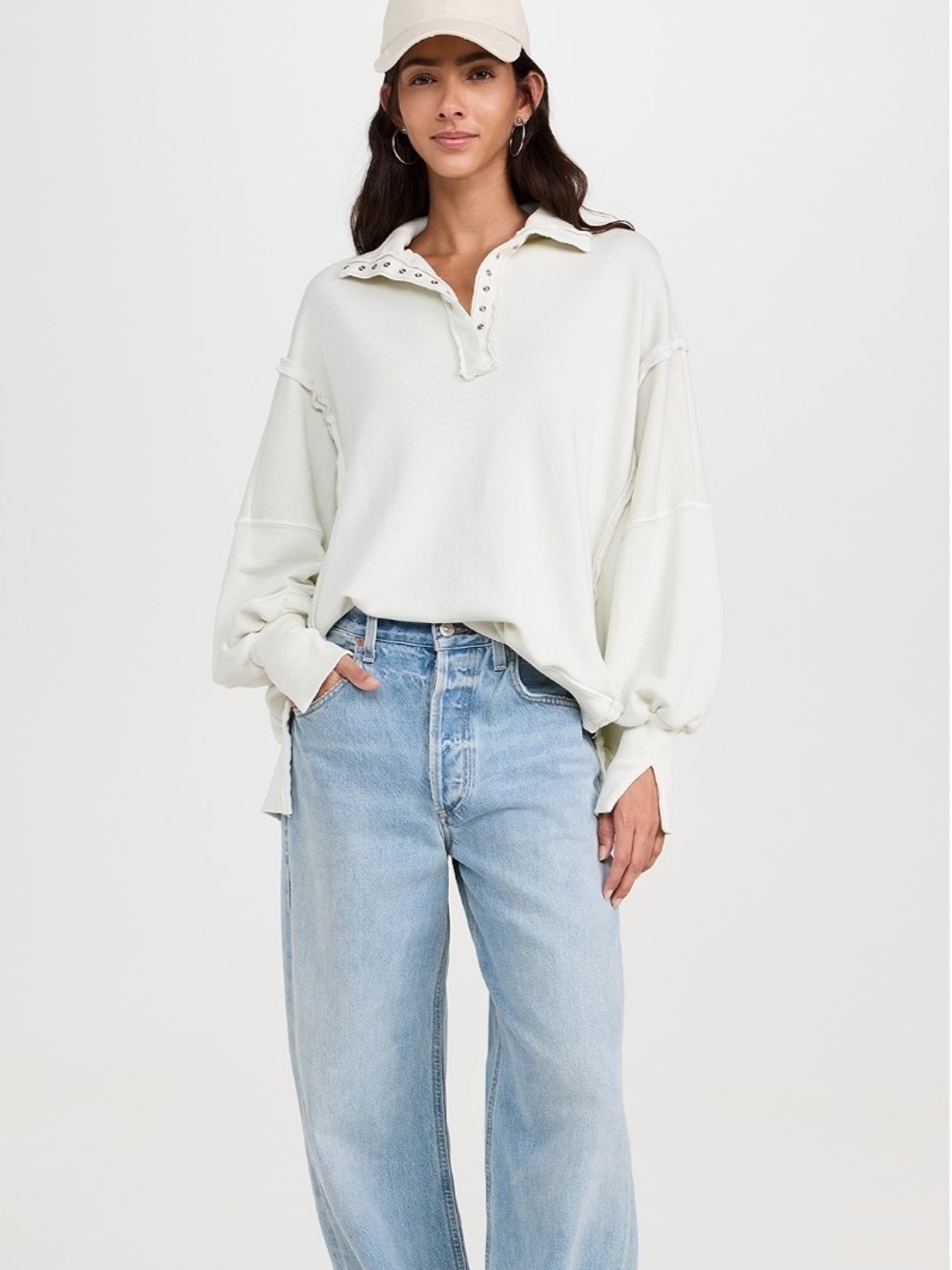 We The Free Camden Henley Relaxed Fit Sweatshirt M